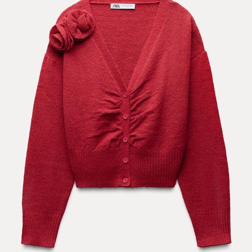 Zara Women's Red Cardigan Sweater